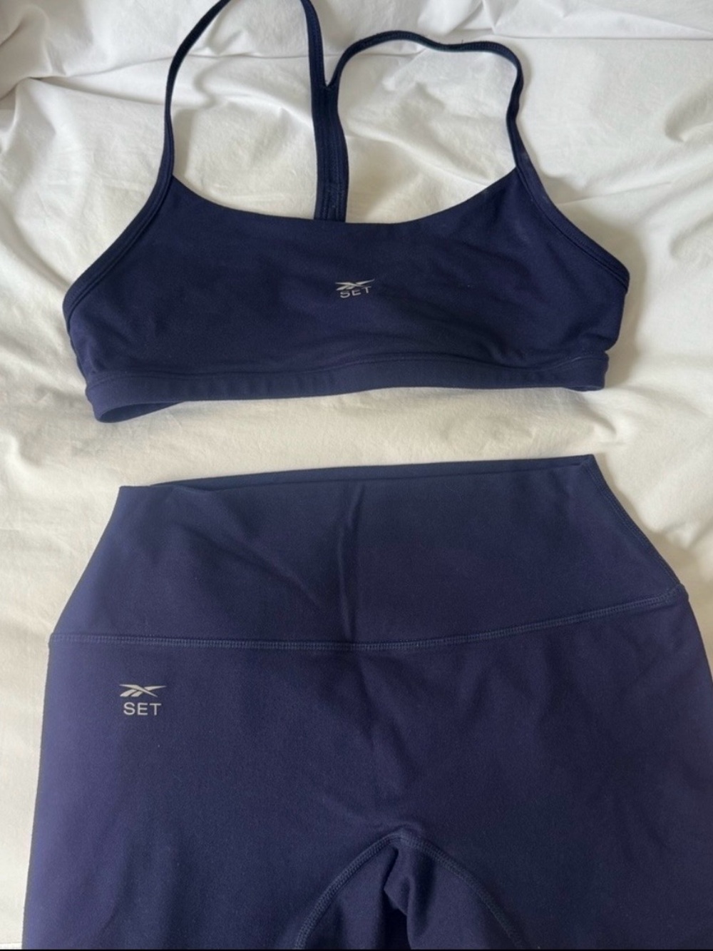 Set active navy workout set size small